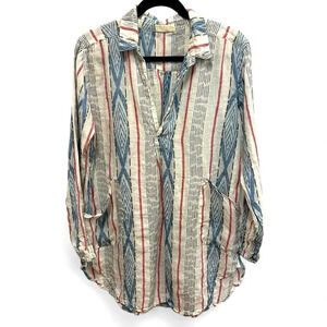 CP Shades linen red, blue, & white 100% linen dress size small